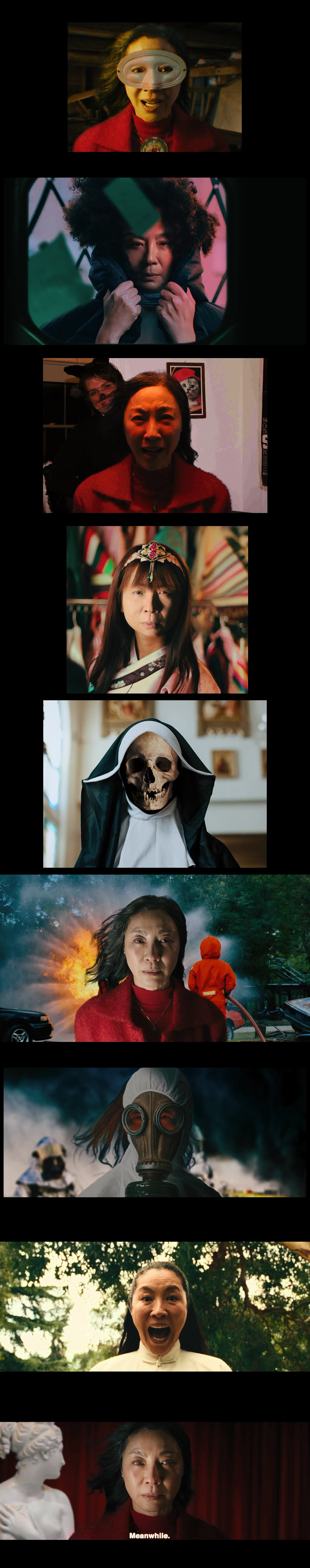 Stills of "All Universe in a Moment", Evelyn who travels through different universes