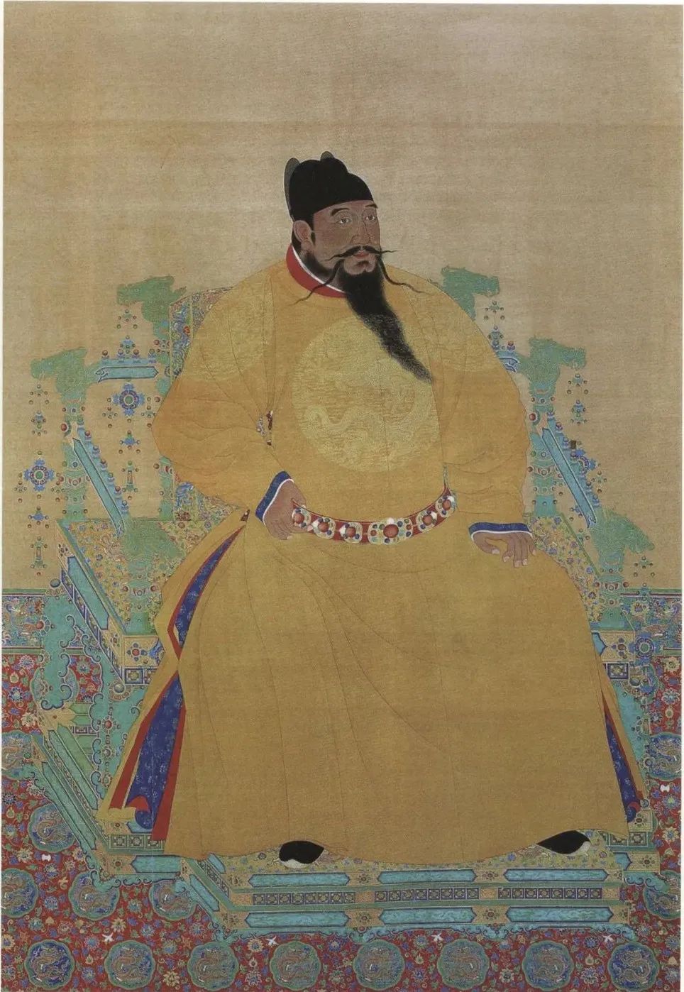 Painted by the Ming Dynasty, Ming Chengzu Statue Scroll, ink and color on silk, Collection of the National Palace Museum, Taipei