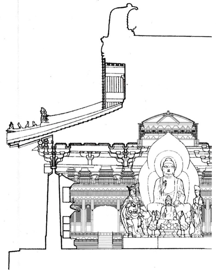 Schematic diagram of the space effect of the wall Tibetan and Xiaodouba caisson installed in the building's interior in