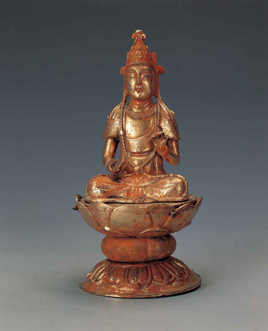 Five Dynasties Wuyue Kingdom Bronze Guanyin Statue Unearthed from the Underground Palace of Wanfo Pagoda in Jinhua, Zhejiang in 1957 Collection of Zhejiang Provincial Museum