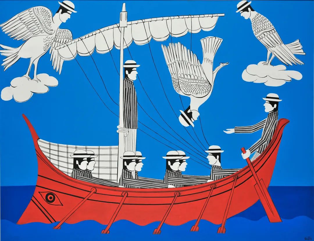 Giannis Gettis, Siren-Odysseus, 1980, oil on canvas, 150x195.5 cm, National Gallery - Collection of Alexandros Sussos Museum